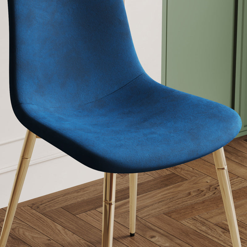 Fabric Dining Chairs (Set of 4), Upholstered Armless Accent Chairs, Classical Appearance And Metal Legs