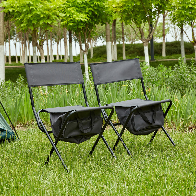 Folding Outdoor Chairs With Storage Bag, Portable Chair For Indoor, Outdoor Camping, Picnics And Fishing (Set of 2)