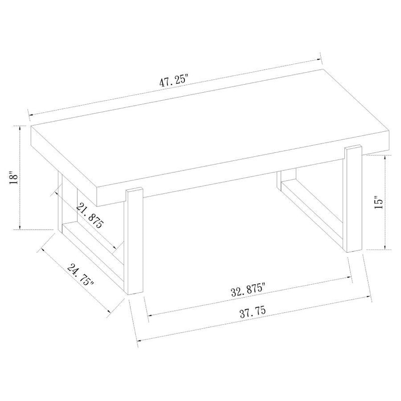 Pala - Rectangular Coffee Table With Sled Base - White High Gloss And Natural