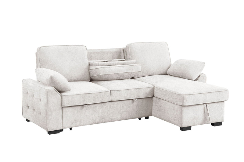 Mackenzie - Chenille Fabric Sleeper Sectional With Right-Facing Storage Chaise