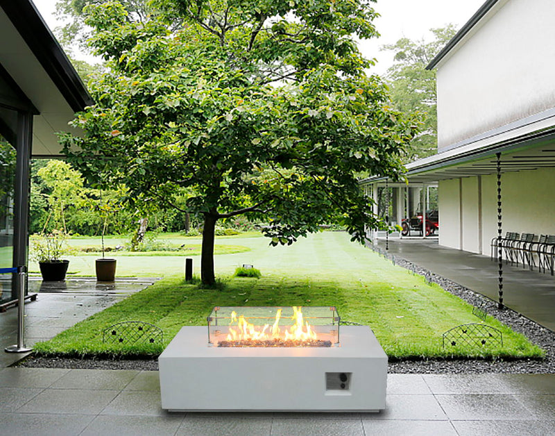 Outdoor Concrete Propane Gas Rectangle Fire Pit Table