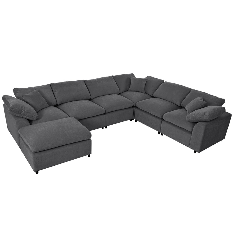 U_Style Oversized Modular Sectional Sofa with Ottoman L Shaped Corner Sectional for Living Room, Office, Spacious Space