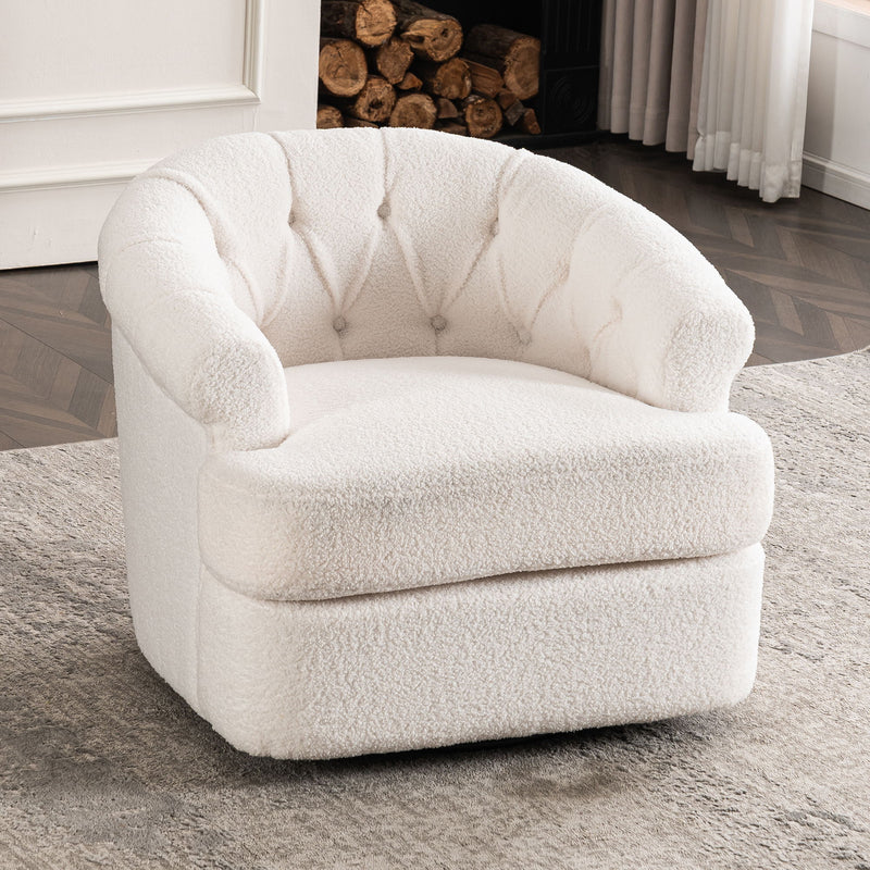 Swivel Chair With Ottoman, Modern Luxury Velvet Swivel Accent Chair, Comfy Round Armchair, Single Sofa Armchair With Lounge Seat For Bedroom / Office / Reading Spaces