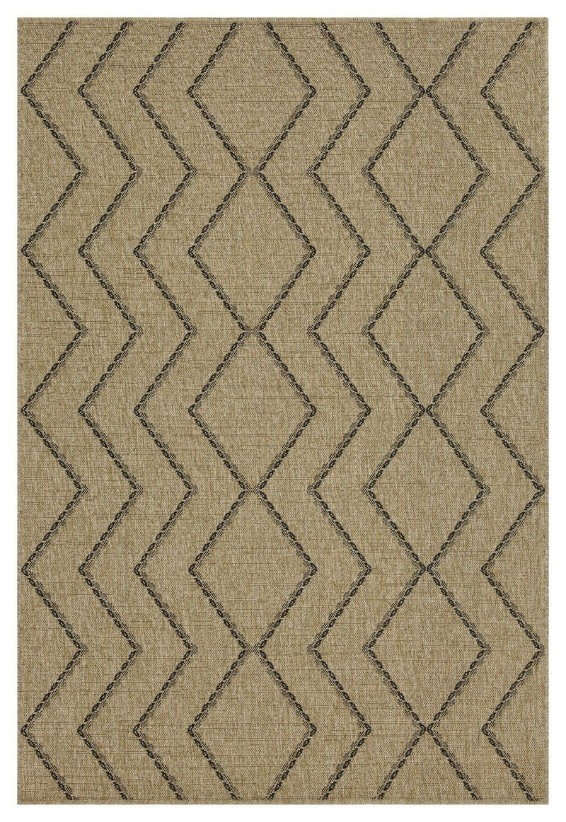 Earth - 2'7" X 7'3" Indoor / Outdoor Polypropylene Area Rug - Jute / Black