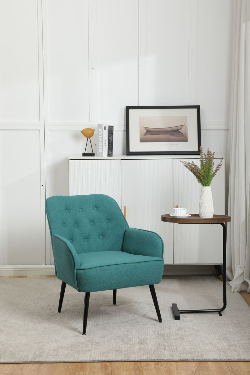 Modern Mid-Century Chair Linen Sherpa Armchair