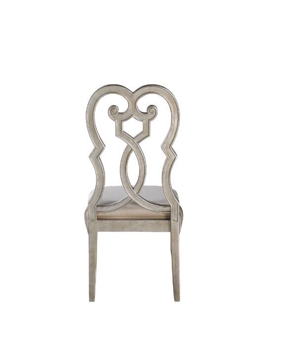 Esteban - Side Chair (Set of 2) - Ivory Velvet & Antique Champagne Finish