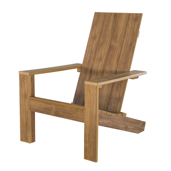 Outdoor Slat Back Plastic Wood Adirondack Chair - Brown