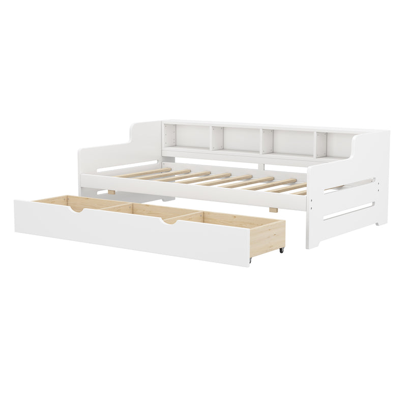 Twin Size Wooden Day Bed with 3 Trawers for Guest Room, Small Bedroom, Study Room, White