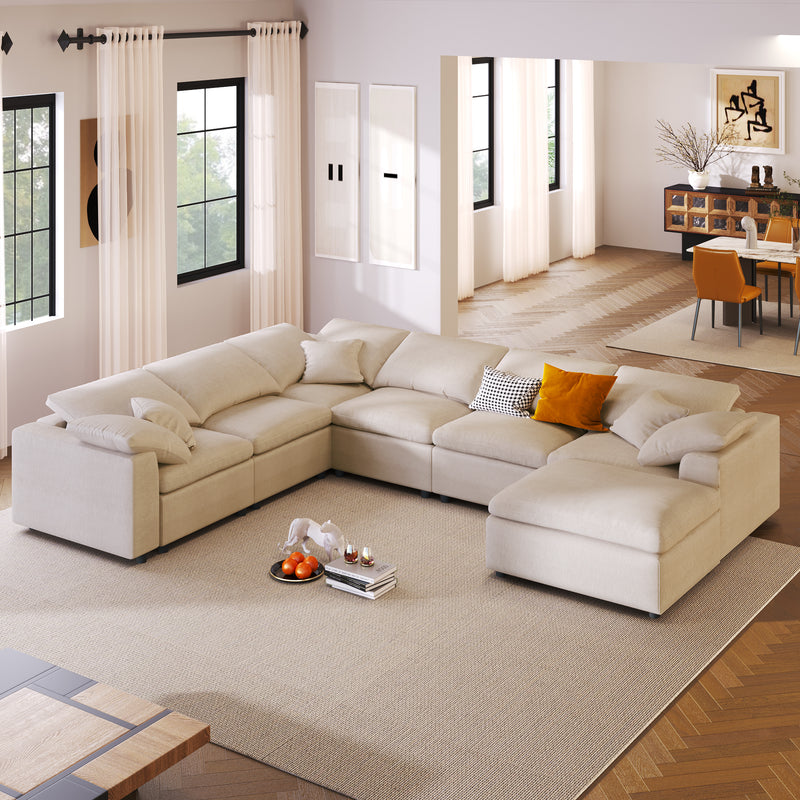 U_Style Oversized Modular Sectional Sofa with Ottoman L Shaped Corner Sectional for Living Room, Office, Spacious Space