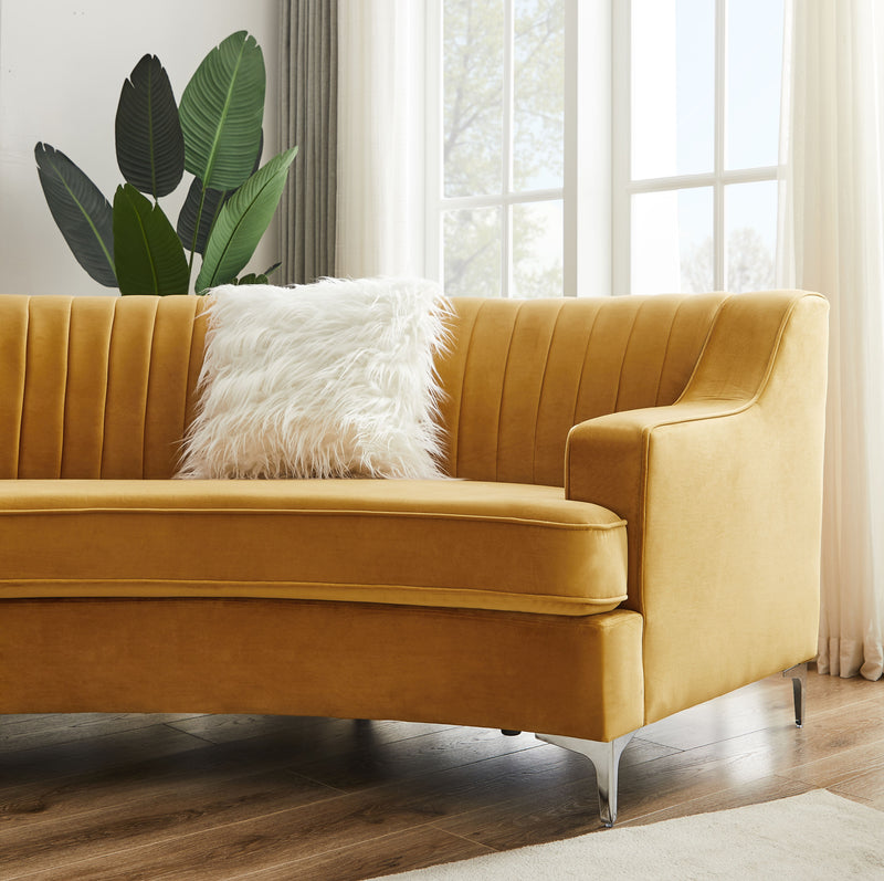 Velvet Curved Sofa - Gold