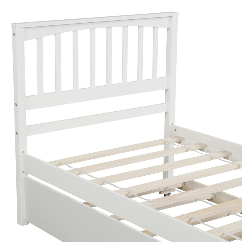 Twin Size Platform Bed & Trundle - White