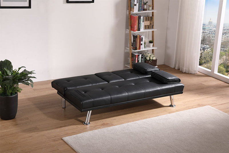 Leather Multifunctional Double Folding Sofa Bed For Office With Coffee Table