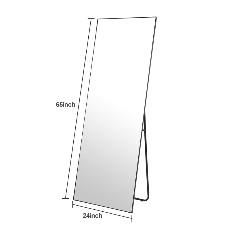 Floor Mirror Full Length Mirror Ultra Thin Aluminum Alloy Frame Modern Style Standing / Hanging Mirror Wall Mounted Mirror - Black