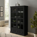 Storage Cabinet With Tempered Glass Doors Curio Cabinet With Adjustable Shelf Display Cabinet With Triple Drawers