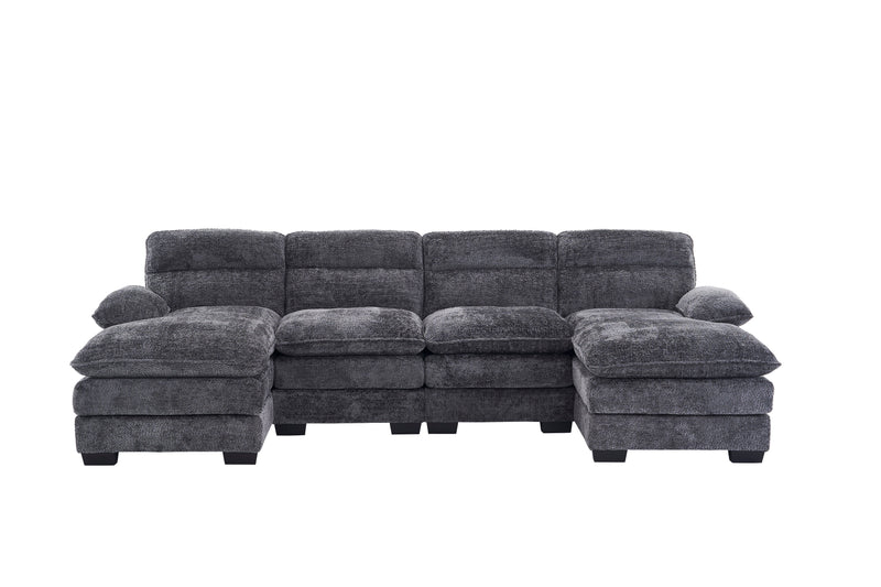 U-Shaped Profile Sofa, Including Two Single Seats And Two Chaise, Modular Sofa, Chenille Sofa