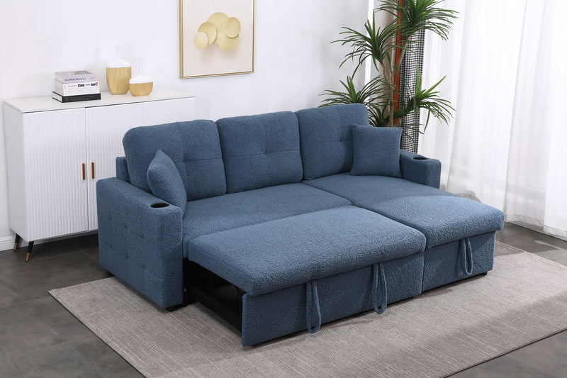 Lambswool - Pull Out Sleeper Sectional Sofa With Storage Chaise