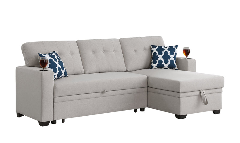 82" Width Sectional With Storage Chaise And Cupholder Armrest