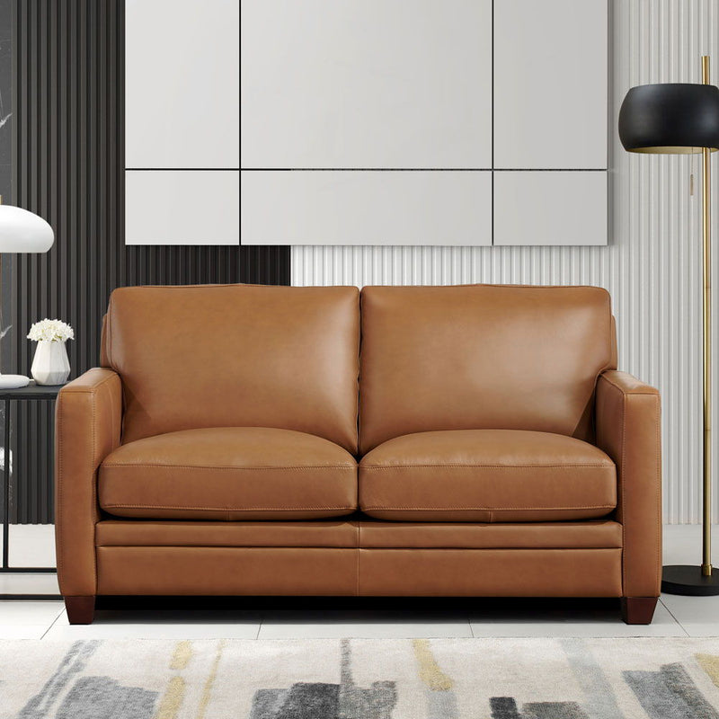 Naples - Leather Loveseat - Cognac