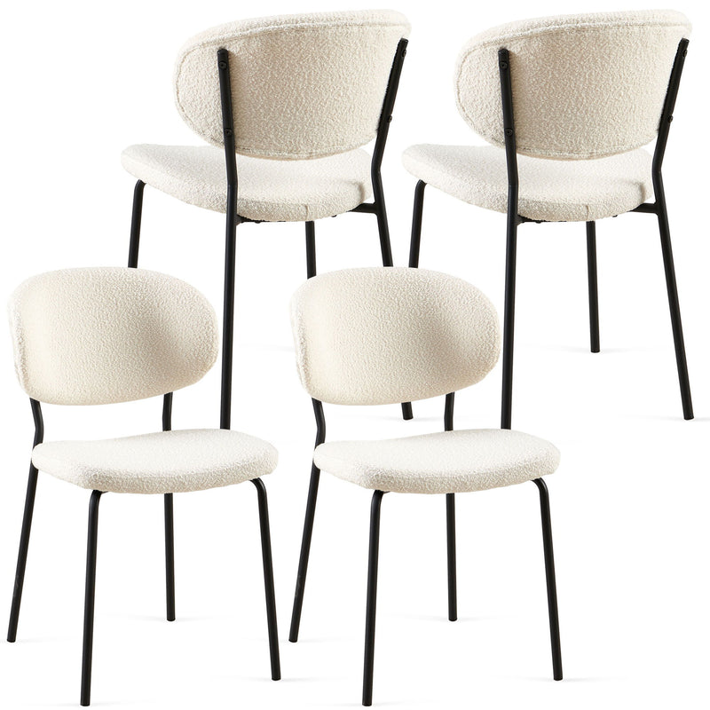 Boucle Dining Chairs, Dining Chairs With Metal Legs For Dining Room, Kitchen, Living Room