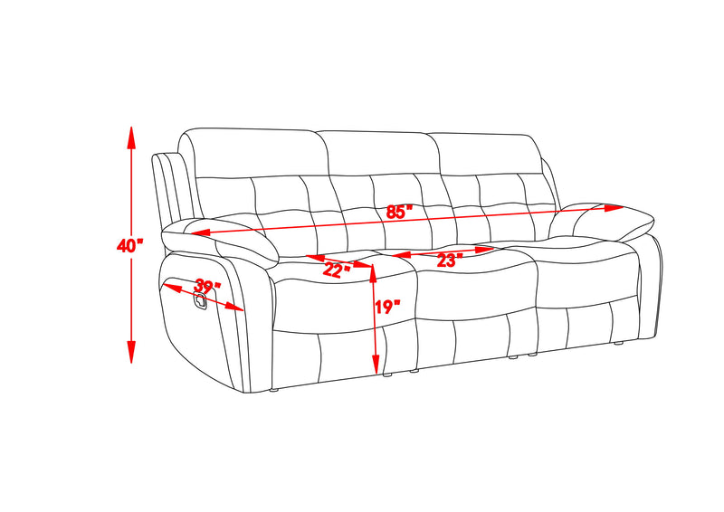 Genuine Leather Non-Power Reclining Sofa With Drop Down Table, Stainless Steel Cupholders And Magazine Bag