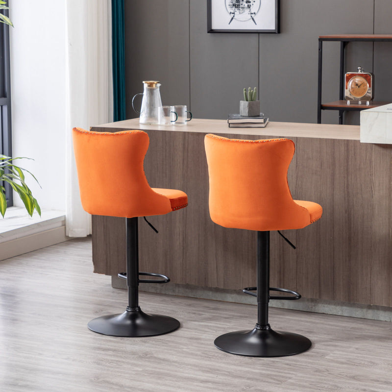 Swivel Velvet Barstools Adjusatble Seat Height, Modern Upholstered Bar Stools With Backs Comfortable Tufted For Home Pub And Kitchen Island (Set of 2)