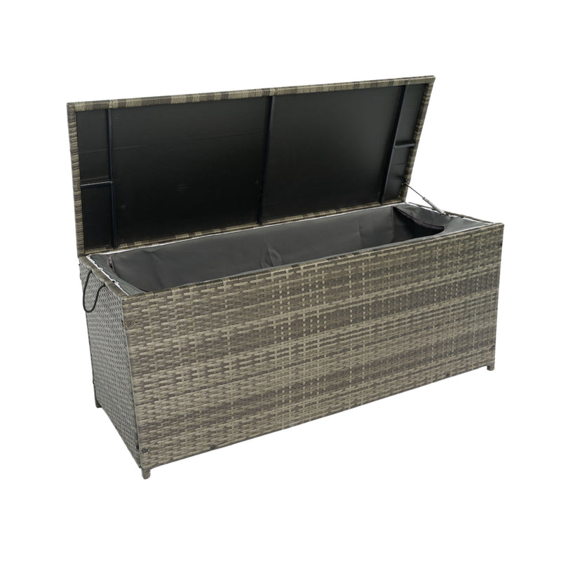 Outdoor Storage Box, Wicker Patio Deck Boxes With Lid, Outdoor Cushion Storage For Kids Toys, Pillows, Towel, Wicker