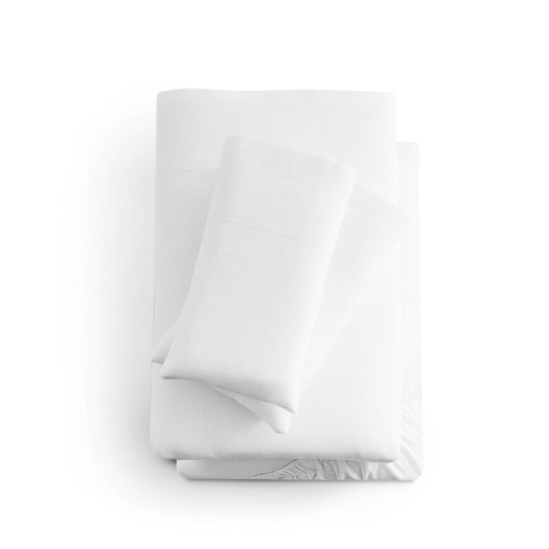 Linen-Weave Cotton California King Sheet Set - White