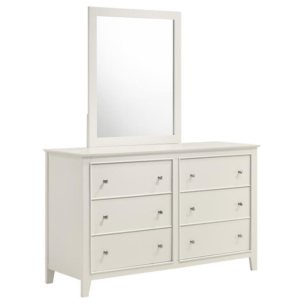 Selena - 6-Drawer Dresser With Mirror - Cream White