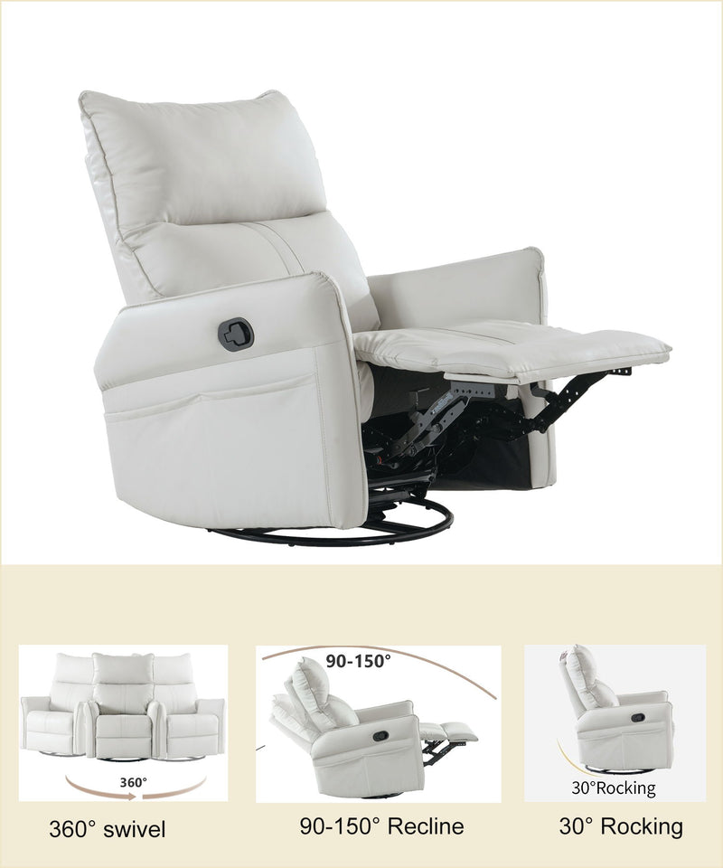 Rocking Recliner Chair, 360 Degree Swivel Nursery Rocking Chair, Glider Chair, Modern Small Rocking Swivel Recliner Chair For Bedroom, Living Room Chair Home Theater Seat, Phone Holder