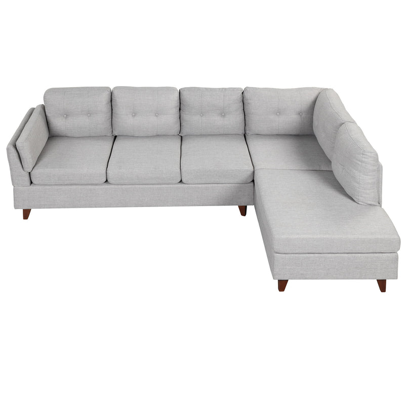 Modern Linen Fabric Sofa, L-Shape Couch With Chaise Lounge, Sectional Sofa With One Lumbar Pad