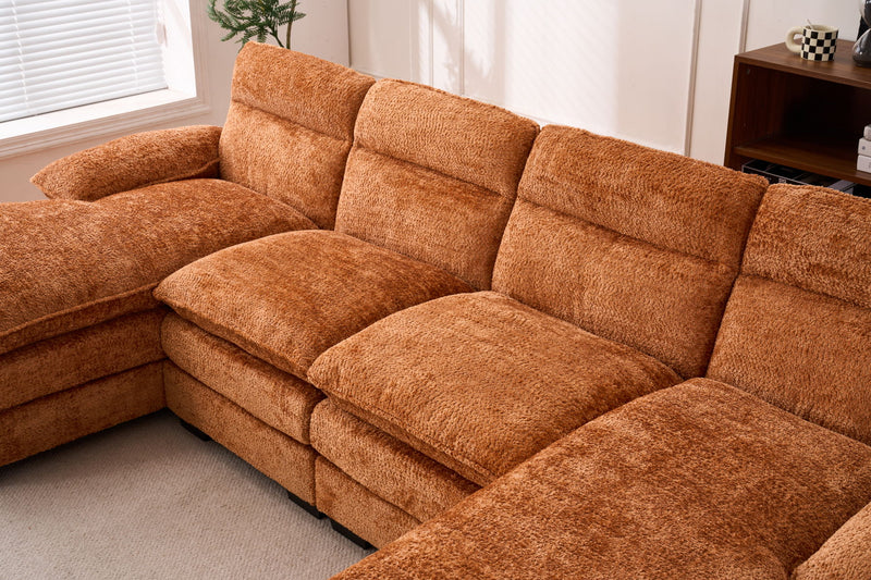 U-Shaped Profile Sofa, Including Two Single Seats And Two Chaise, Modular Sofa, Chenille Sofa