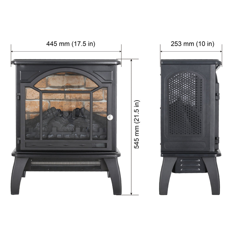 18 Inch 3D Flame Electric Infrared Quartz Fireplace Stove With Remote Control - Black