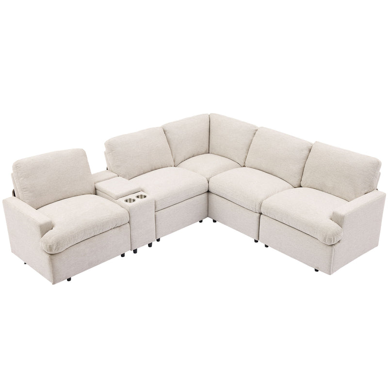 Power Recliner Corner Sofa Home Theater Reclining Sofa Sectional Couches With Storage Box, Cup Holders, USB Ports And Power Socket For Living Room