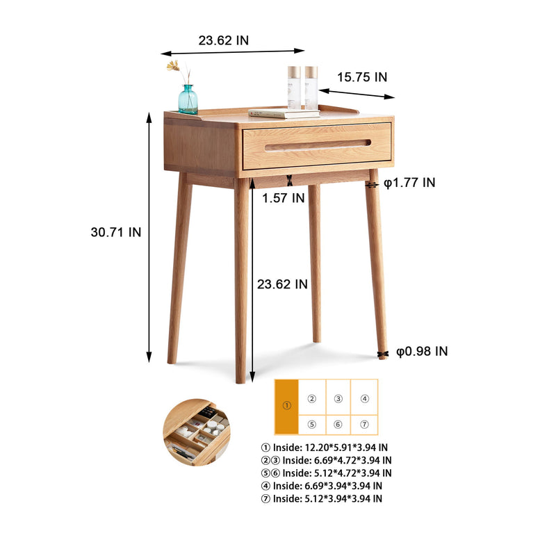 Dresser Bistro Table, 100% Solid Table Table Desk Top Table Dresser Compact Dresser Accessories Storage Drawer Natural Wood - Oak