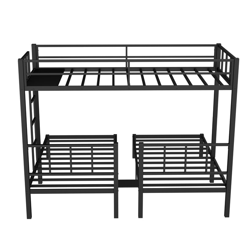 Twin over Twin & Twin Bunk Beds for 3, Twin XL over Twin & Twin Bunk Bed Metal Triple Bunk Bed, Black(Pre-sale date: February 8th.)