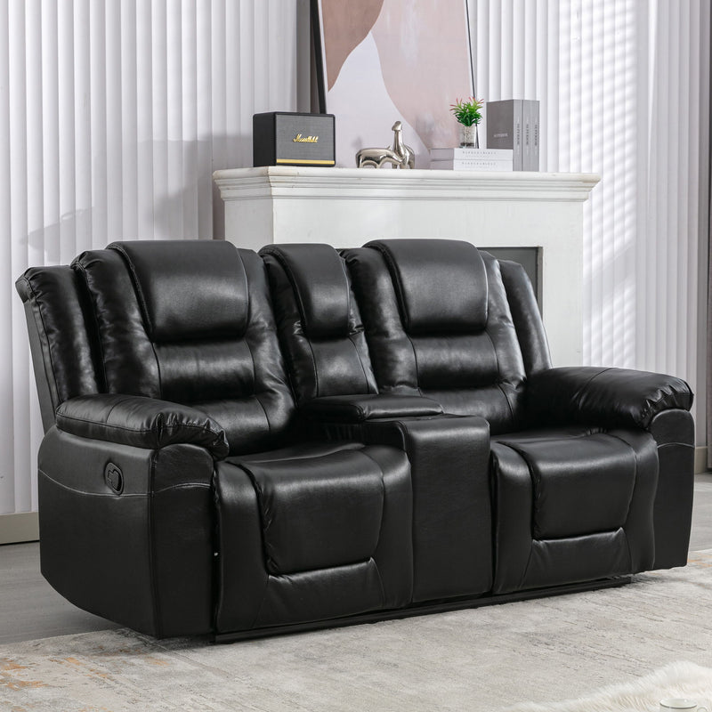 Home Theater Recliner Set Manual Recliner Chair With Wide Armrest, Two Built-In Cup Holders For Living Room