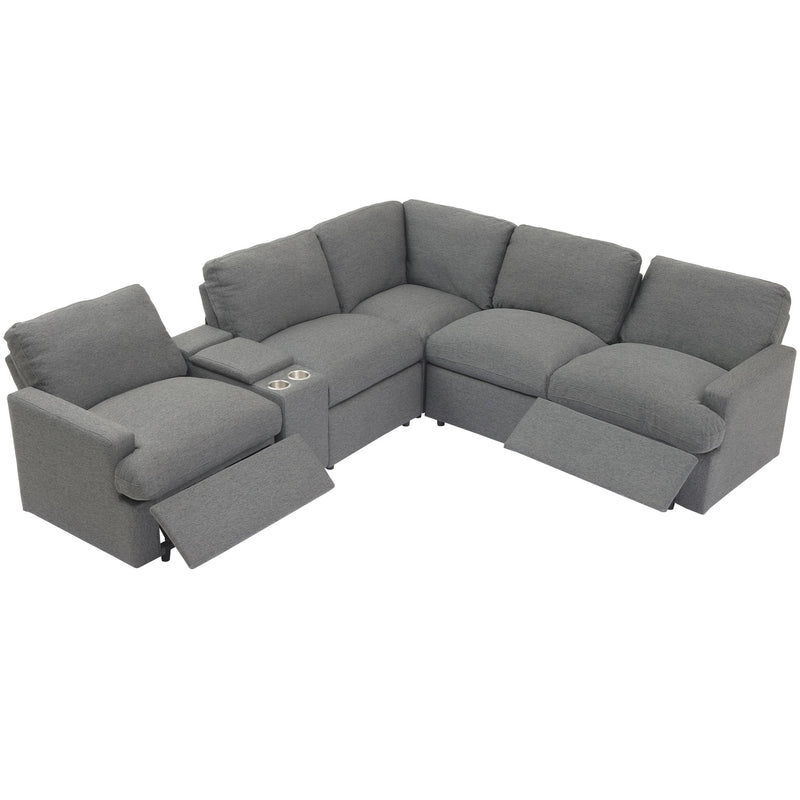 Power Recliner Corner Sofa Home Theater Reclining Sofa Sectional Couches With Storage Box, Cup Holders, USB Ports And Power Socket For Living Room