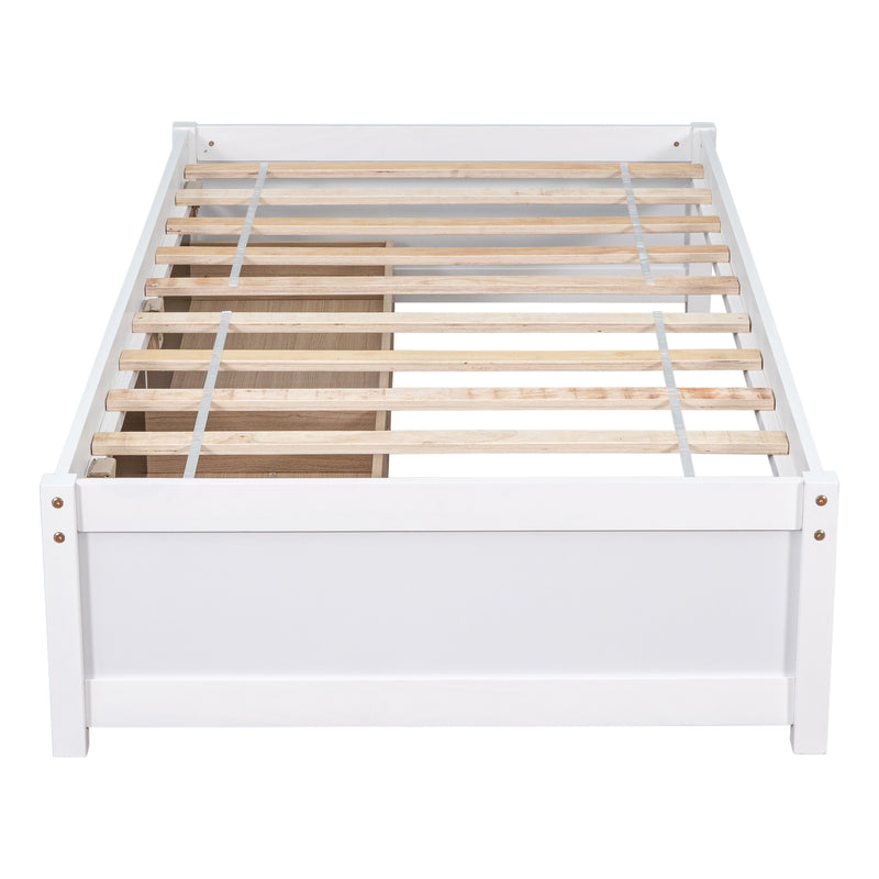 Twin Bed with 2 Drawers, Solid Wood, No Box Spring Needed ,White(New SKU:W504P149042)