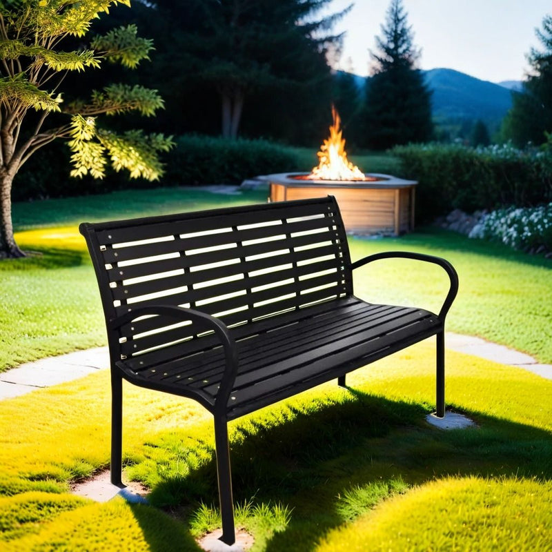 Patio Bench Steel - Black