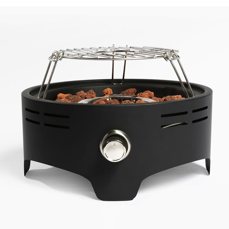 15" Outdoor Portable Propane Fire Pit, Camping Fire Pit With Cooking Support Tabletop Fire Pit With Quick Connect Regulator - Black