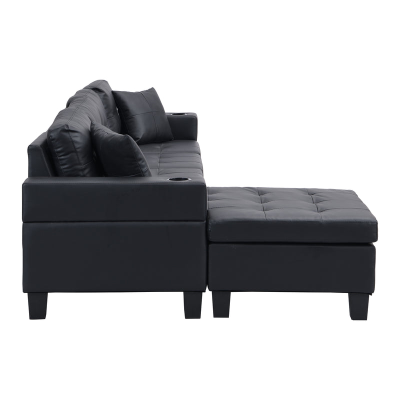 Sectional Sofa For Living Room With L Shape Chaise Lounge, Cup Holder And Left Or Right Hand Chaise Modern 4 Seat