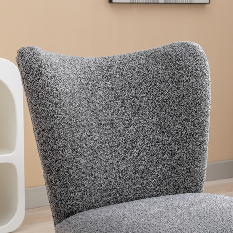 Boucle Upholstered Armless Accent Chair Modern Slipper Chair, Cozy Curved Wingback Armchair, Corner Side Chair