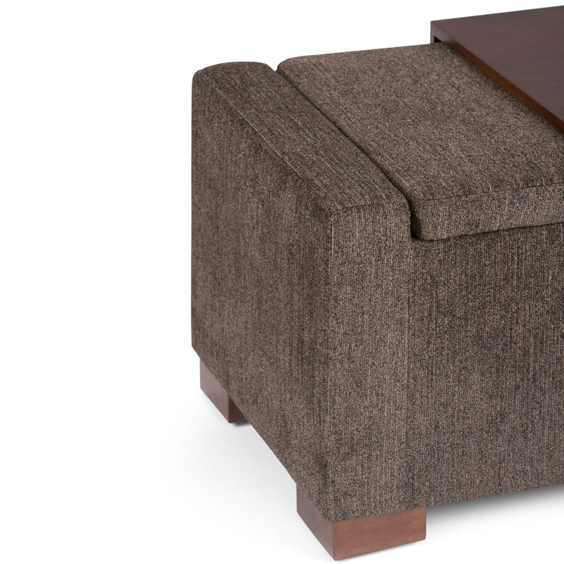 Bretton - Lift Top Storage Ottoman - Deep Umber Brown