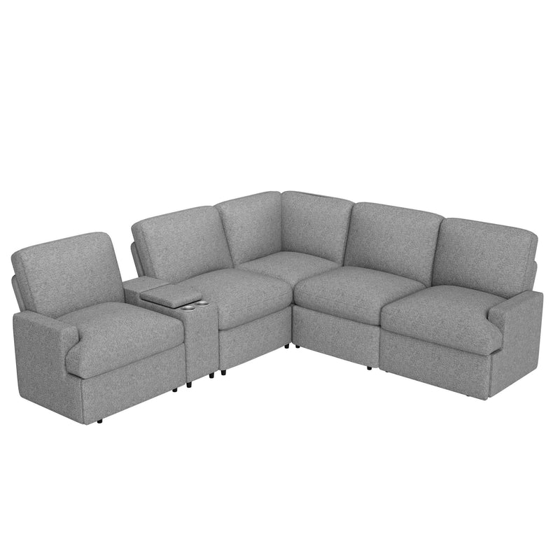 Power Recliner Corner Sofa Home Theater Reclining Sofa Sectional Couches With Storage Box, Cup Holders, USB Ports And Power Socket For Living Room