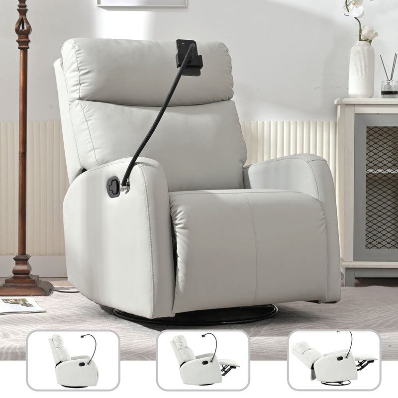 Rocking Recliner Chair, 360 Degree Swivel Nursery Rocking Chair, Glider Chair, Modern Small Rocking Swivel Recliner Chair For Bedroom, Living Room Chair Home Theater Seat, Phone Holder