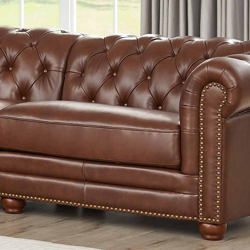 Aliso - L-Shaped Leather Sectional - Pecan