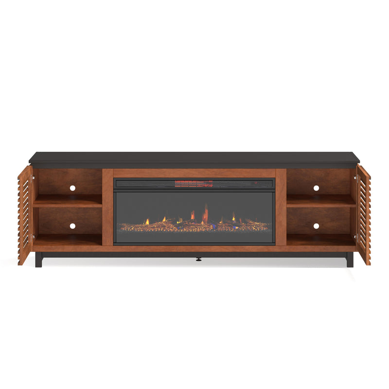 Graceland - 86" Fireplace TV Stand Console For TVs Up To 100" - Black With Bourbon