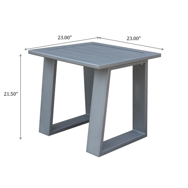 Outdoor Indoor Aluminum Square End Table/Side Table - Powdered Pewter