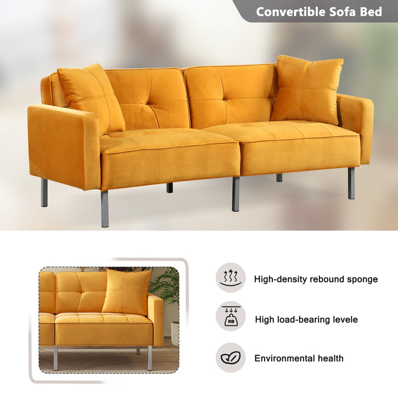 Linen Upholstered Modern Convertible Folding Futon Sofa Bed For Compact Living Space, Apartment, Dorm