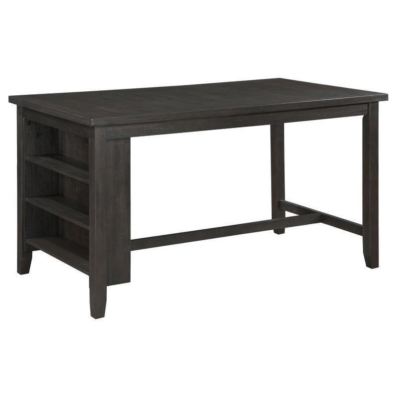 Elliston - Rectangular Counter Height Dining Table With Storage Shelves - Dark Grey